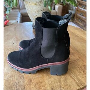 Antonio De Faria Suede Leather Chelsea Boots Platform Lug Sole Black Womens 6.5